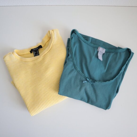 Waffle Knit and Balletcore Y2K Baby Tee Bundle | M - Picture 1 of 9